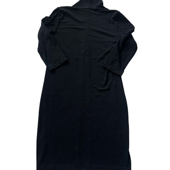 Chico's, Black, Quarter Sleeve, Collared V-Neck, Stretchy Long Dress- 1(M) - Picture 2 of 8